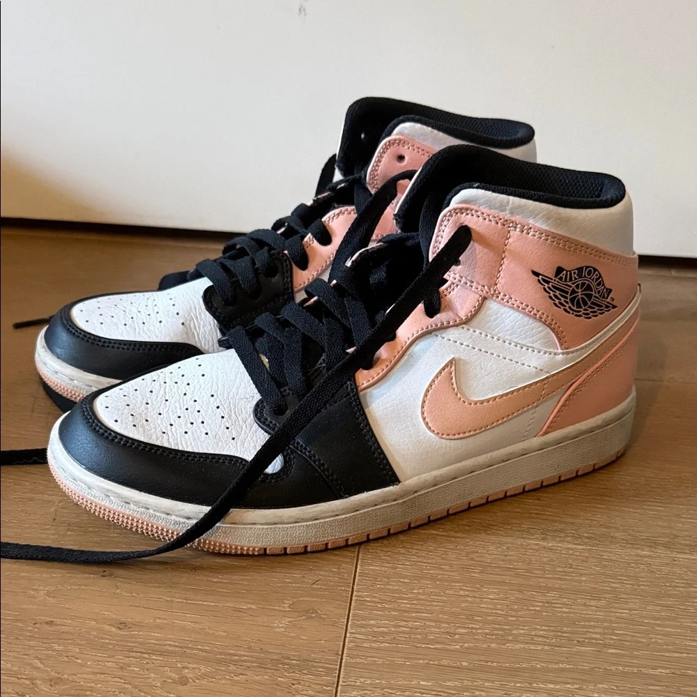 Men’s Jordan High-Top Sneakers in Pink, Black & White